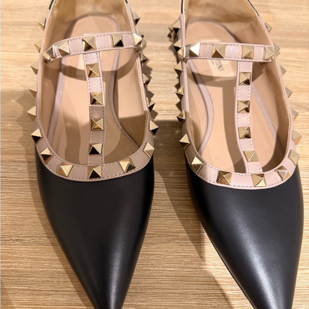 Authentic Valentino Studded Black and Tan Women's Shoes